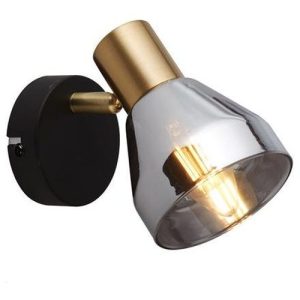 SEARCHLIGHT WESTMINSTER SPOTLIGHT - BLACK, SATIN BRASS METAL & SMOKED