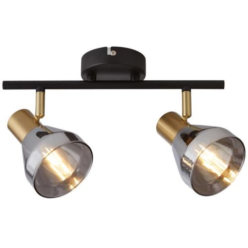 SEARCHLIGHT WESTMINSTER 2LT SPOT - BLACK, SATIN BRASS METAL & SMOKED