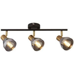 SEARCHLIGHT WESTMINSTER 3LT SPOT- BLACK, SATIN BRASS METAL & SMOKED
