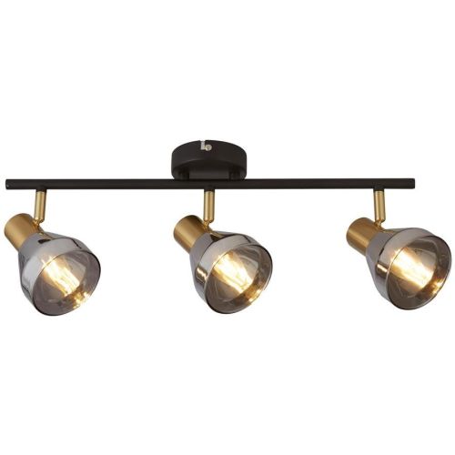 SEARCHLIGHT WESTMINSTER 3LT SPOT- BLACK, SATIN BRASS METAL & SMOKED