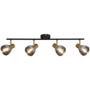SEARCHLIGHT WESTMINSTER 4LT SPOT - BLACK, SATIN BRASS METAL & SMOKED