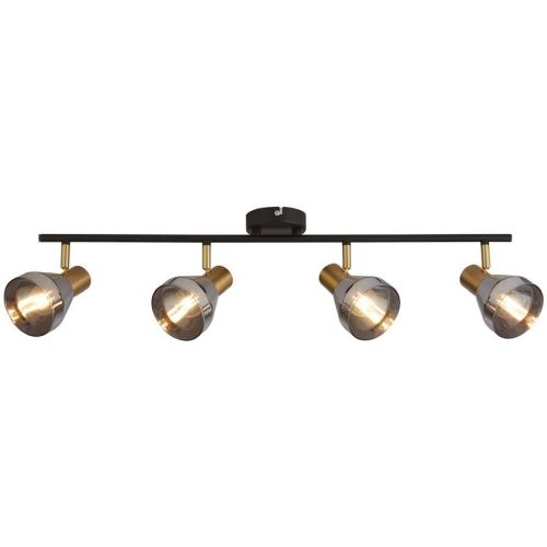 SEARCHLIGHT WESTMINSTER 4LT SPOT - BLACK, SATIN BRASS METAL & SMOKED