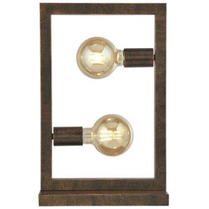 SEARCHLIGHT OBLONG 2LT TABLE LAMP - RUSTIC BROWN METAL