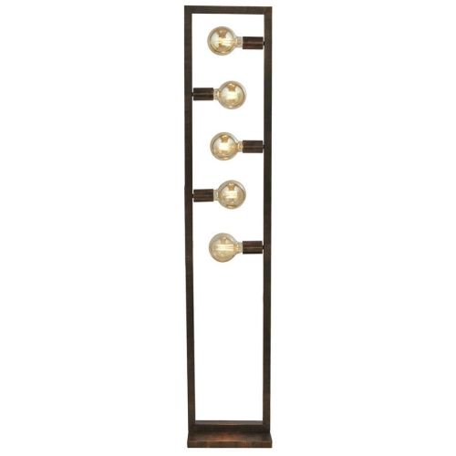 SEARCHLIGHT OBLONG 5LT FLOOR LAMP - RUSTIC BROWN METAL