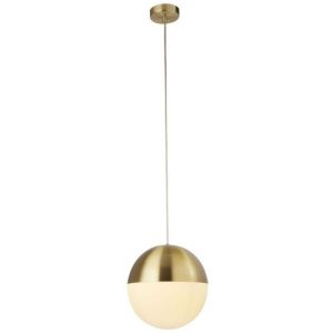 SEARCHLIGHT ENDOR CEILING PENDANT - SATIN BRASS & OPAL GLASS