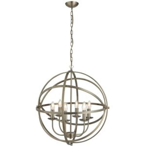 SEARCHLIGHT ORBIT 6LT CEILING PENDANT - ANTIQUE BRASS