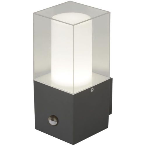 SEARCHLIGHT GRANADA OUTDOOR WALL LIGHT, PIR SENSOR - GREY & CLEAR,IP44