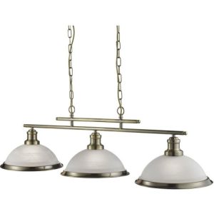 SEARCHLIGHT BISTRO 3LT BAR CEILING PENDANT - ANTIQUE BRASS & GLASS