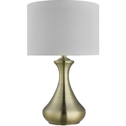 SEARCHLIGHT TOUCH TABLE LAMP - ANTIQUE BRASS & FABRIC SHADE