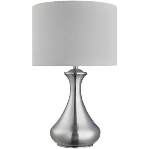 SEARCHLIGHT TOUCH TABLE LAMP - SATIN SILVER & FABRIC SHADE