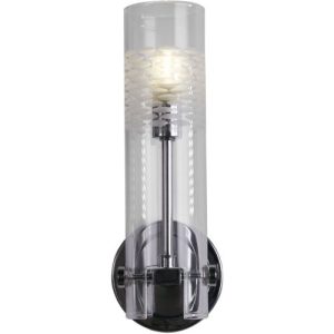 SEARCHLIGHT SCOPE BATHROOM WALL LIGHT- CHROME METAL & CLEAR ETCHED GLASS