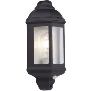 SEARCHLIGHT IP44 MAINE BLACK HALF LANTERN WITH PIR