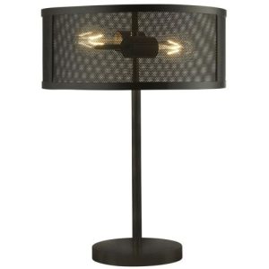 SEARCHLIGHT FISHNET 2LT TABLE LAMP - MATT BLACK METAL