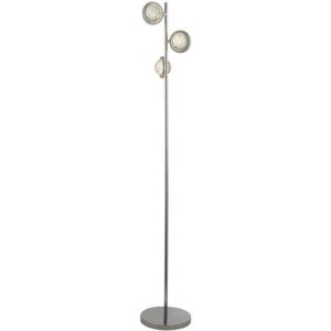 SEARCHLIGHT QUARTZ 3LT FLOOR LAMP - CHROME & BUBBLE GLASS