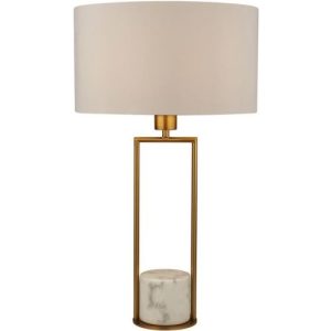 SEARCHLIGHT CLAIRE TABLE LAMP - MARBLE, GOLD WITH WHITE DRUM SHADE