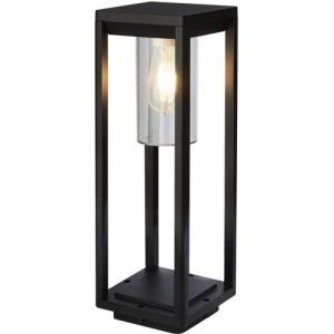 SEARCHLIGHT ATLANTA 450MM OUTDOOR POST - BLACK METAL WITH CLEAR DIFFUSER