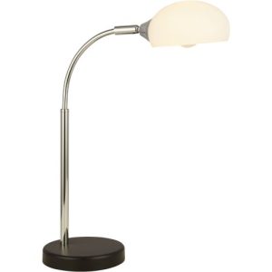 SEARCHLIGHT ASTRO TABLE LAMP - CHROME METAL & OPAL GLASS SHADE