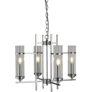 SEARCHLIGHT MILO 4LT CEILING PENDANT - CHROME & GLASS SHADES
