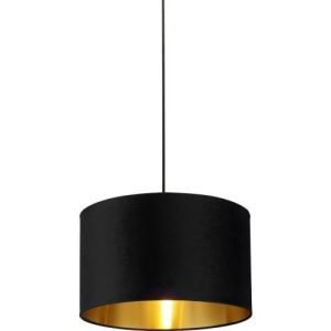 SEARCHLIGHT DRUM SHADE - BLACK VELVET WITH GOLD INNER