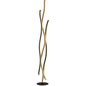 SEARCHLIGHT BLOOM FLOOR LAMP - BLACK METAL & WOOD EFFECT