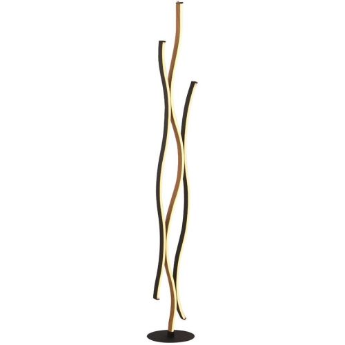 SEARCHLIGHT BLOOM FLOOR LAMP - BLACK METAL & WOOD EFFECT