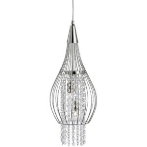 SEARCHLIGHT ROCKET 2LT CAGE PENDANT - CHROME, CRYSTAL BUTTONS & DROPS