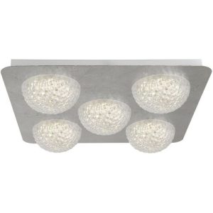 SEARCHLIGHT CELESTIA 5LT LED FLUSH CEILING LIGHT - SILVER LEAF & ACRYLIC