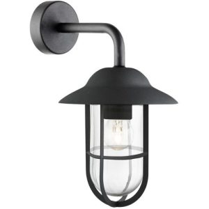 SEARCHLIGHT TORONTO OUTDOOR WALL LIGHT - BLACK METAL & CLEAR GLASS, IP44