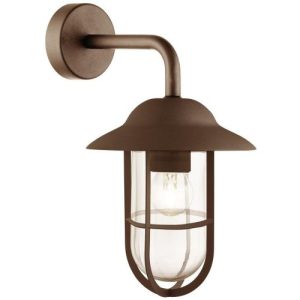 SEARCHLIGHT TORONTO OUTDOOR WALL LIGHT - RUST BROWN METAL & CLEAR GLASS