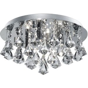 SEARCHLIGHT HANNA 4LT FLUSH CEILING LIGHT - CHROME & CLEAR CRYSTAL