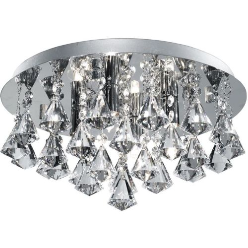 SEARCHLIGHT HANNA 4LT FLUSH CEILING LIGHT - CHROME & CLEAR CRYSTAL