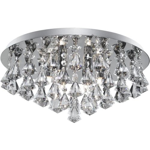 SEARCHLIGHT HANNA 6LT FLUSH CEILING LIGHT - CHROME & CLEAR CRYSTAL