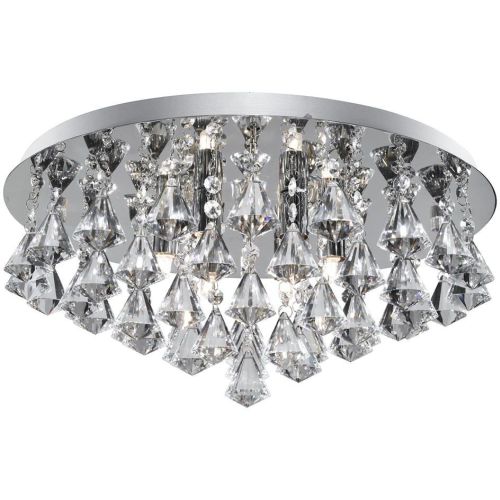 SEARCHLIGHT HANNA 8LT FLUSH CEILING LIGHT - CHROME & CLEAR CRYSTAL
