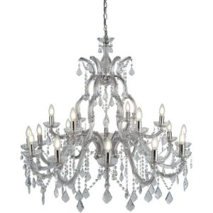 SEARCHLIGHT MARIE THERESE 18LT CHANDELIER - CHROME & CLEAR CRYSTAL