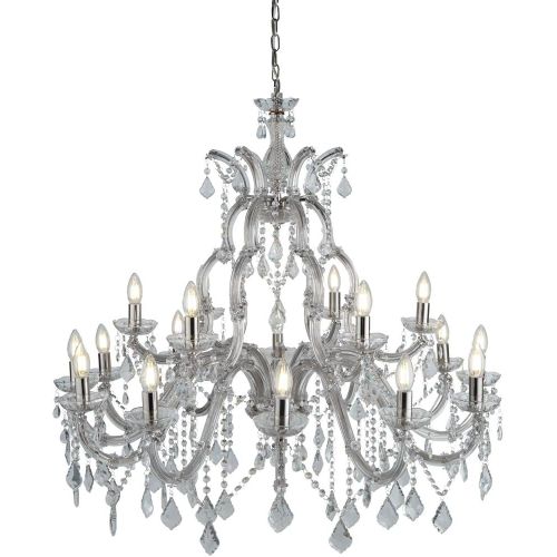 SEARCHLIGHT MARIE THERESE 18LT CHANDELIER - CHROME & CLEAR CRYSTAL