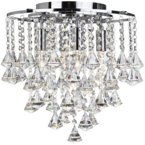 SEARCHLIGHT DORCHESTER 5LT CEILING FLUSH - CHROME & CRYSTAL