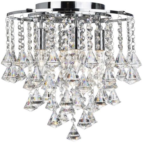 SEARCHLIGHT DORCHESTER 5LT CEILING FLUSH - CHROME & CRYSTAL
