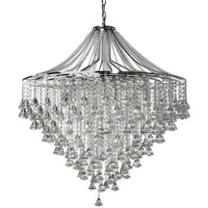 SEARCHLIGHT DORCHESTER 7LT PENDANT CHROME,CRYSTAL BUTTONS ,PYRAMID DROPS