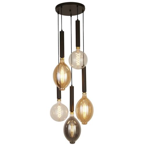 SEARCHLIGHT DULWICH 5LT MULTI-DROP PENDANT - BLACK METAL