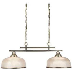 SEARCHLIGHT BISTRO II 2LT BAR CEILING LIGHT - BRASS & HALOPHANE GLASS