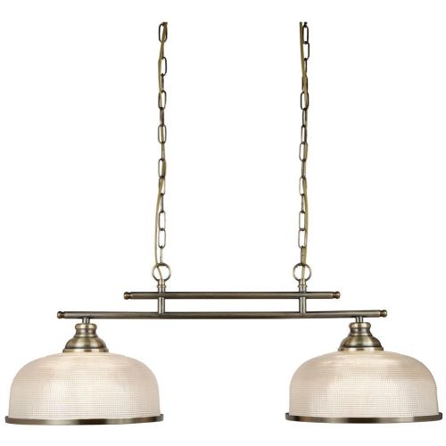 SEARCHLIGHT BISTRO II 2LT BAR CEILING LIGHT - BRASS & HALOPHANE GLASS