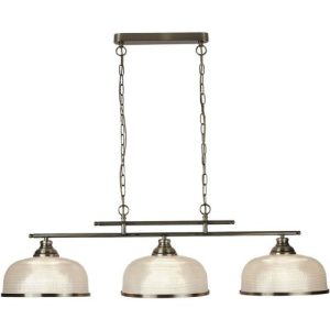 SEARCHLIGHT BISTRO II 3LT BAR CEILING LIGHT - BRASS & HALOPHANE GLASS
