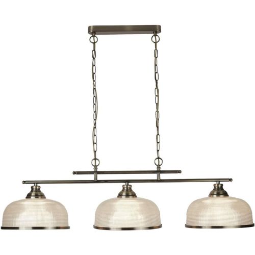 SEARCHLIGHT BISTRO II 3LT BAR CEILING LIGHT - BRASS & HALOPHANE GLASS