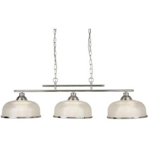 SEARCHLIGHT BISTRO II 3LT BAR CEILING LIGHT - SILVER & HALOPHANE GLASS
