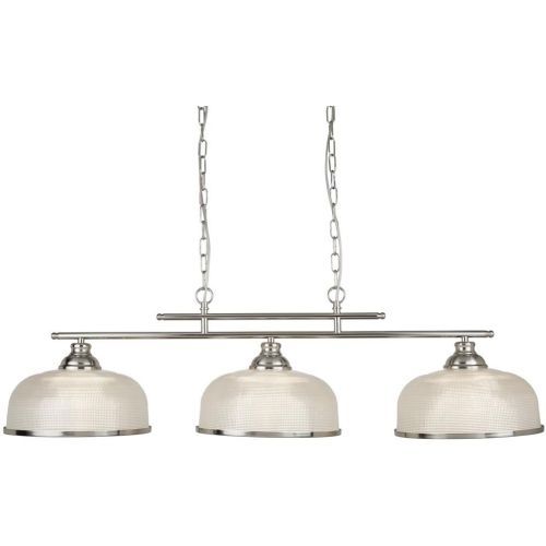 SEARCHLIGHT BISTRO II 3LT BAR CEILING LIGHT - SILVER & HALOPHANE GLASS