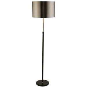 SEARCHLIGHT RACHEL FLOOR LAMP - BLACK METAL, SATIN SILVER & CHROME SHADE