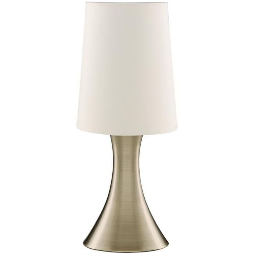 SEARCHLIGHT TOUCH TABLE LAMP - ANTIQUE BRASS BASE & FABRIC SHADE