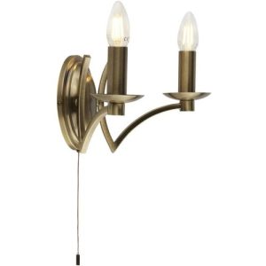 SEARCHLIGHT ASCOT 2LT WALL LIGHT- ANTIQUE BRASS
