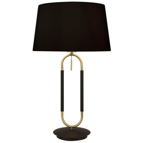 SEARCHLIGHT JAZZ TABLE LAMP - SATIN BRASS, BLACK & BLACK VELVET SHADE