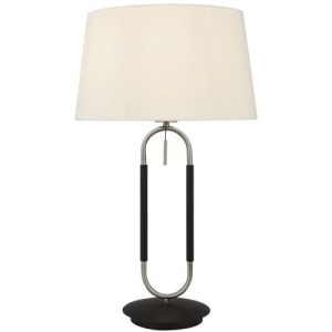 SEARCHLIGHT JAZZ TABLE LAMP - SATIN SILVER, BLACK & WHITE VELVET SHADE